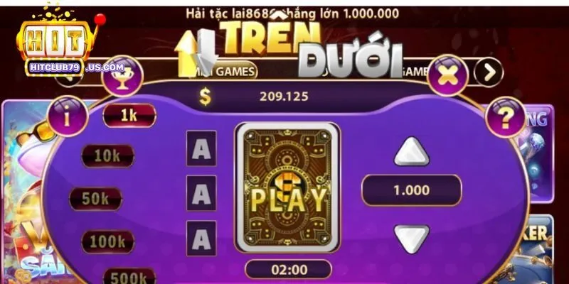 Mini Trên Dưới sẽ chỉ có 2 đáp án Trên hoặc Dưới